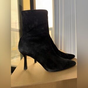 Steve Madden Black Suede Ankle Booties Sensible Bootie (Size 9)